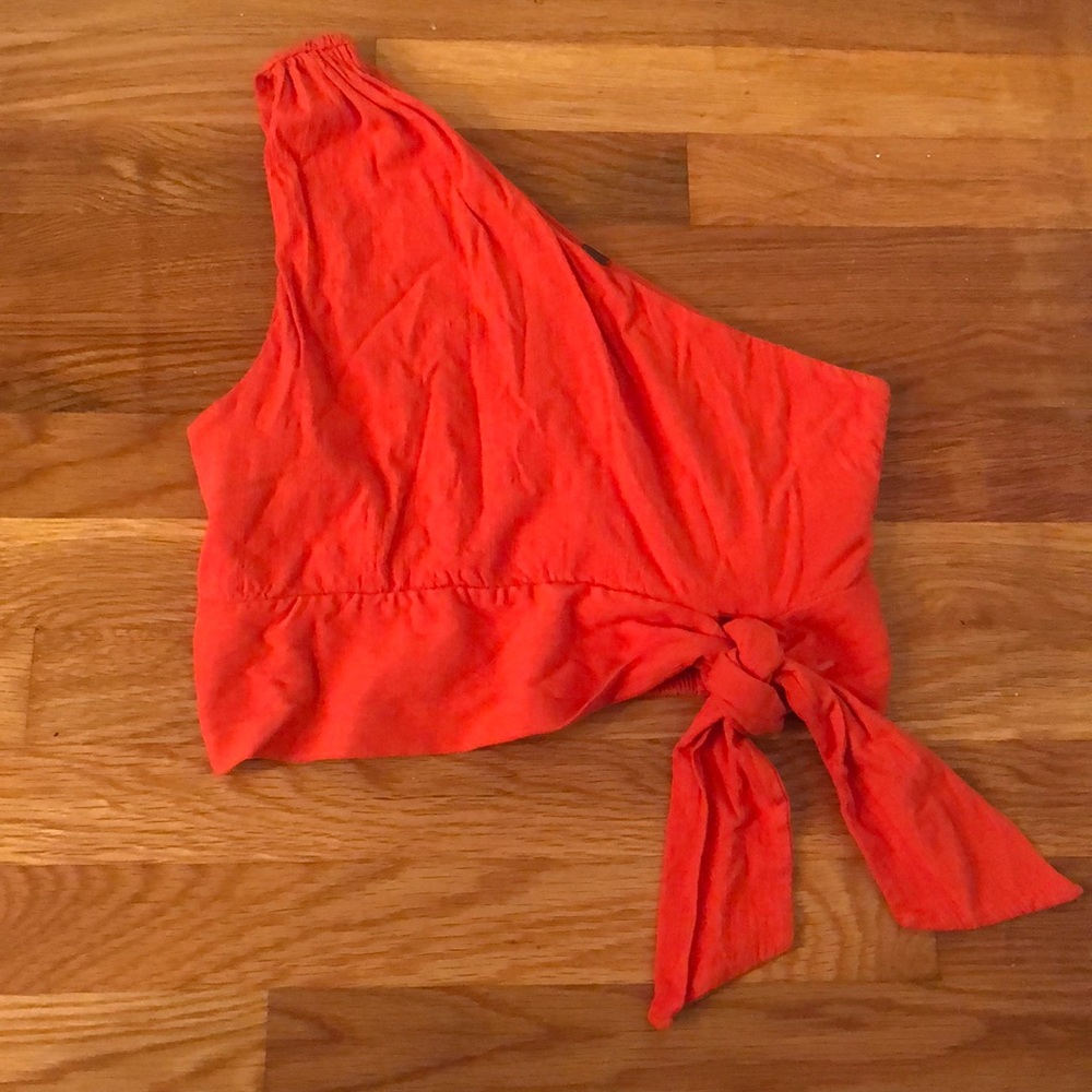 Free People One-Shoulder Red Crop Top